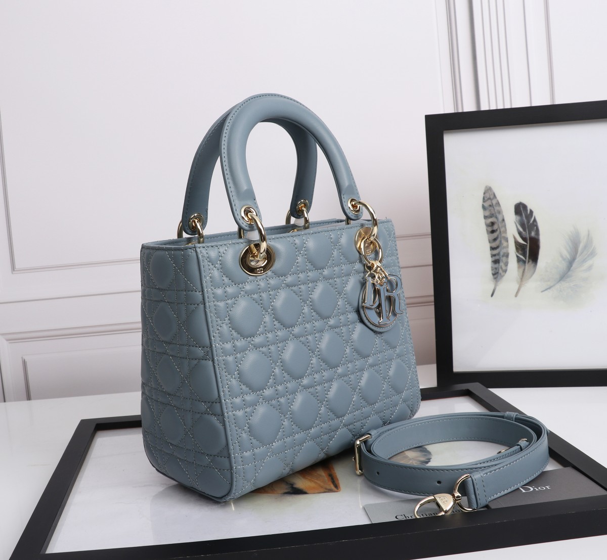 Medium Lady Dior Bag Sky Blue Cannage Lambskin